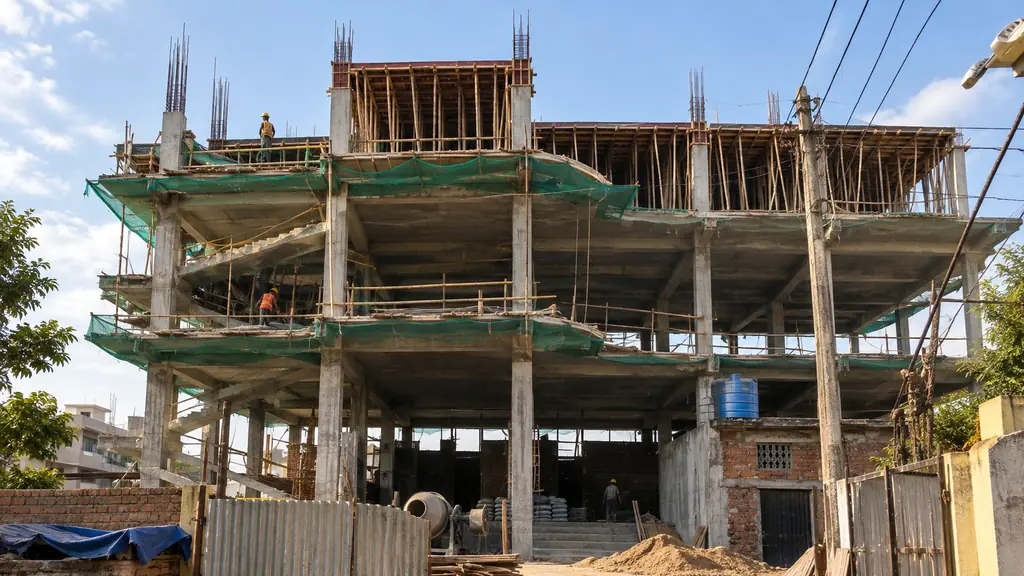 Multi-storey reinforced concrete building under construction